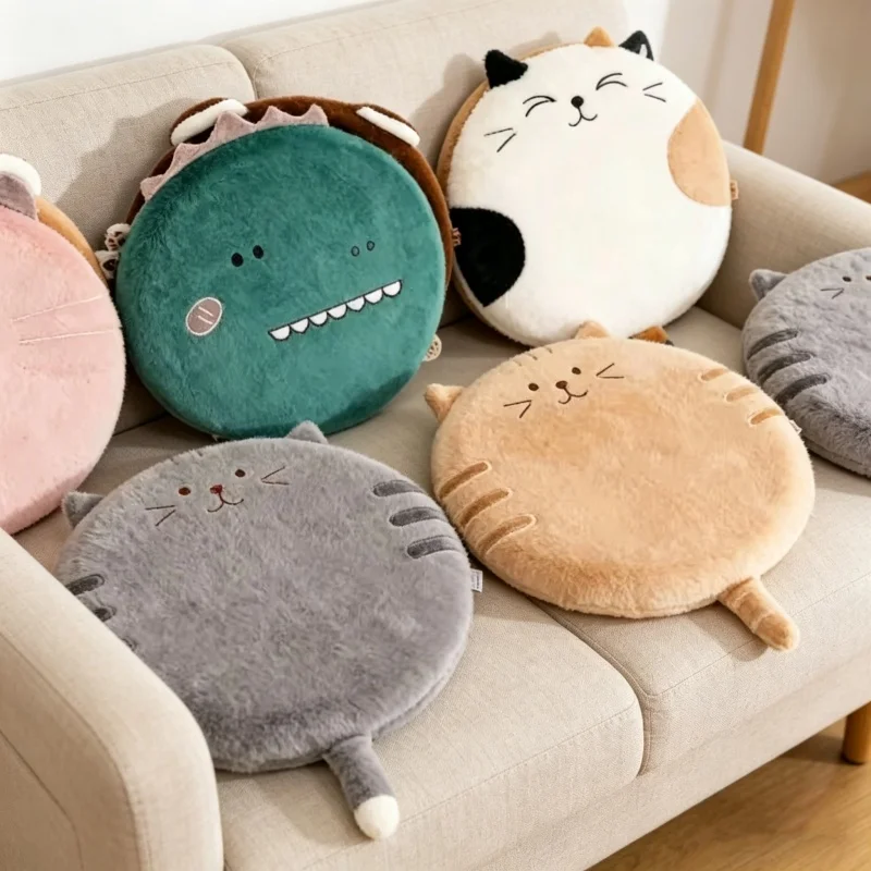 Hip Thrust Pad - 귀여운 고양이 모양 원형 다다미 쿠션,