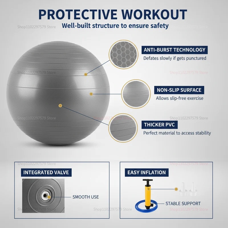 폭발 방지 요가볼 (펌프 포함) 두꺼운 운동용 필라테스 - Exercise Ball Stability 리뷰 및 가격