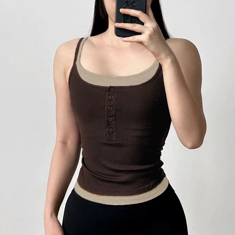 컬러 블록 페이크 투피스 스포티 브라렛, 내장형 가슴  - Yoga Fitness Matte 리뷰 및 가격
