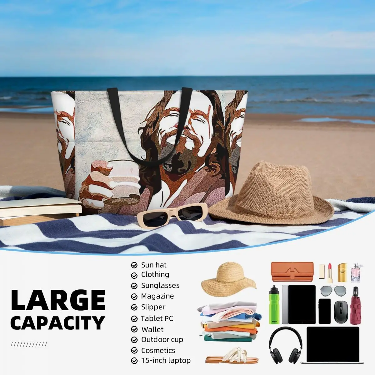 Big Lebowski Dude Portrai 비치 토 - Yoga Fitness Dude 리뷰 및 가격